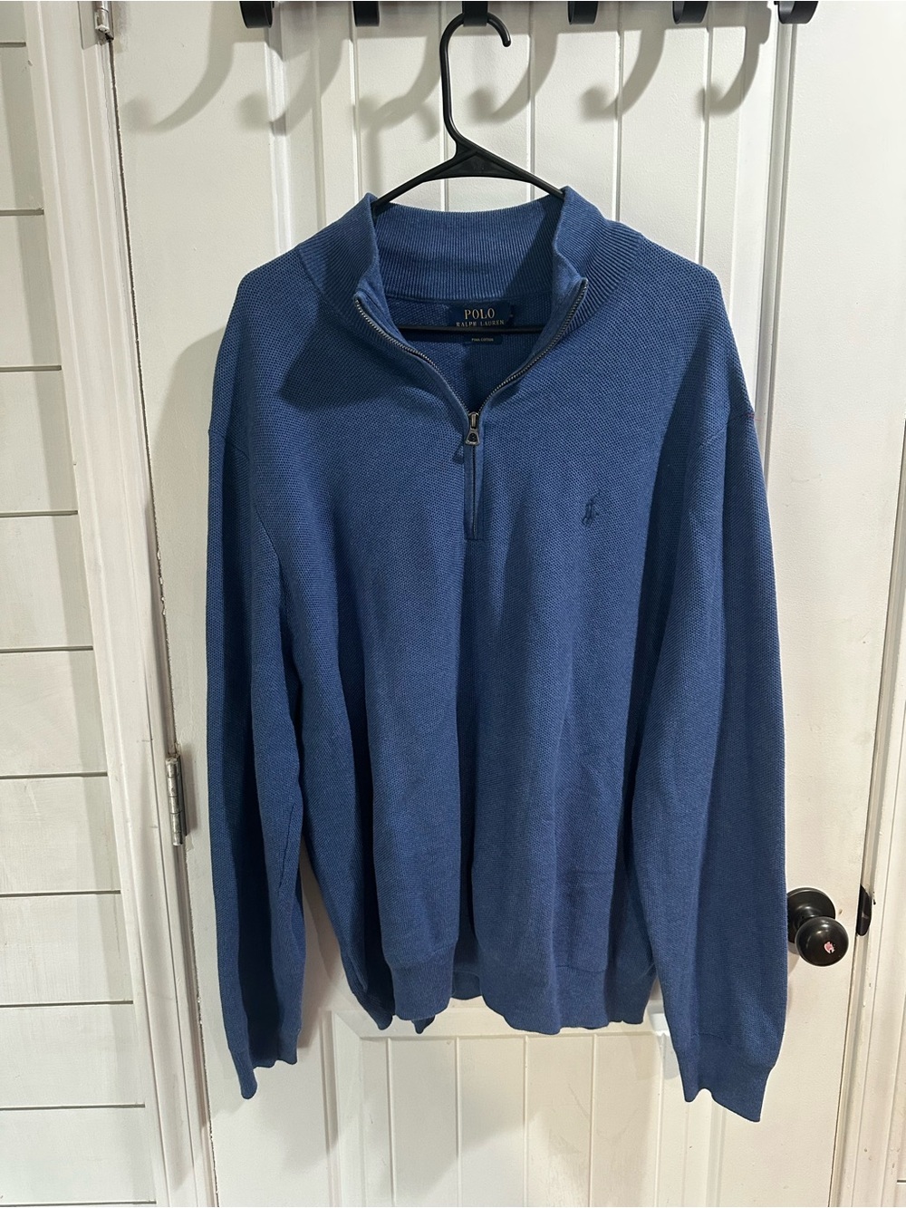 Polo by Ralph Lauren Men’s Indigo Half-Zip Sweater primo cotton
